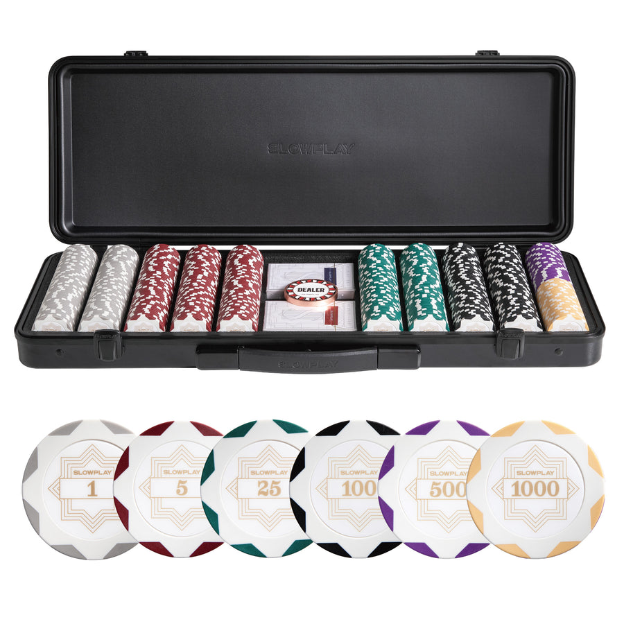 Nash Clay Poker Chip Set - White Gold  Edition- 500 PCS-Numbered-Full Set