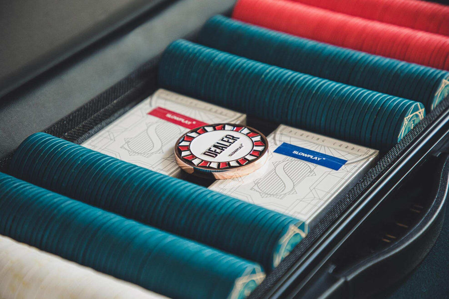 ACES Ceramic Poker Chip Set for Texas Hold'em | Art Deco Inspired Design, Premium Touch | SLOWPLAY